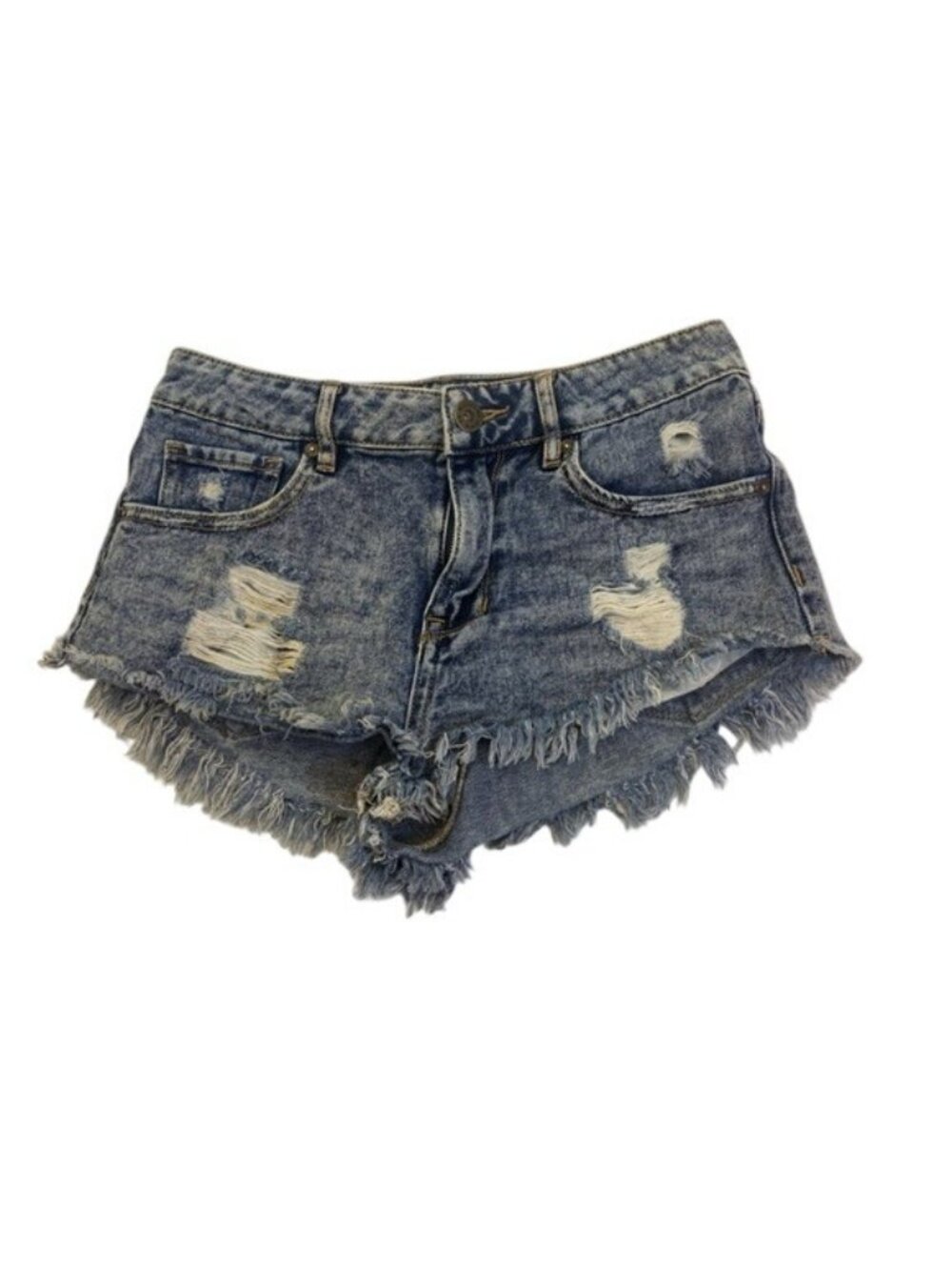 Bullhead High Rise Ripped Denim Shorts Distressed Frayed Size Youth 5 (G826)